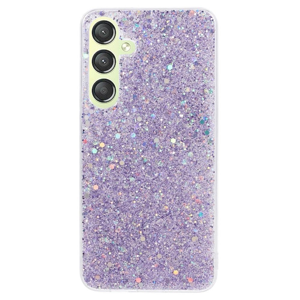 Samsung Galaxy S24 Glitter Bagside Cover - Lilla