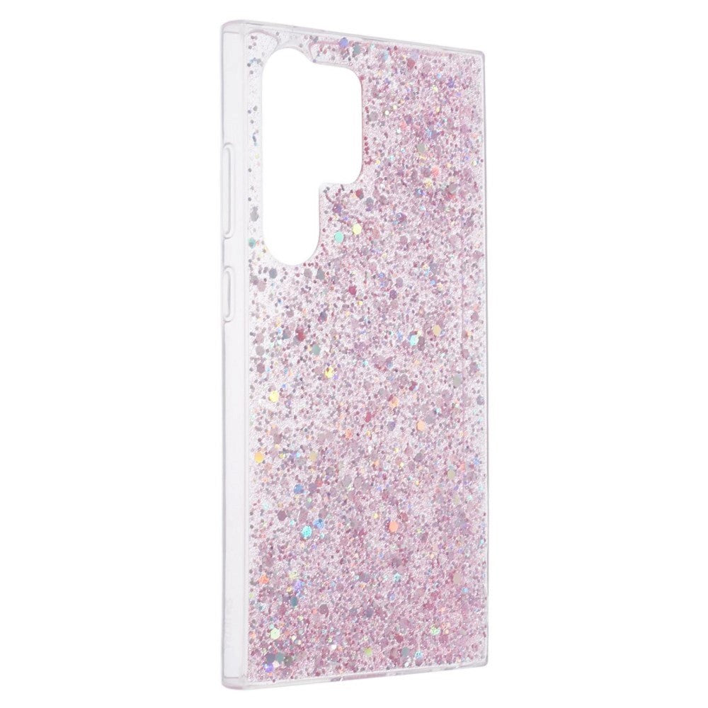 Samsung Galaxy S24 Ultra Glitter Bagside Cover - Lyserød