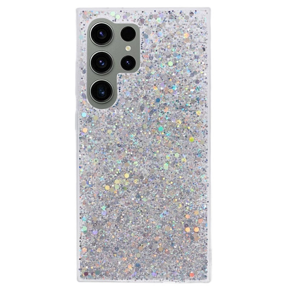 Samsung Galaxy S24 Ultra Glitter Bagside Cover - Sølv