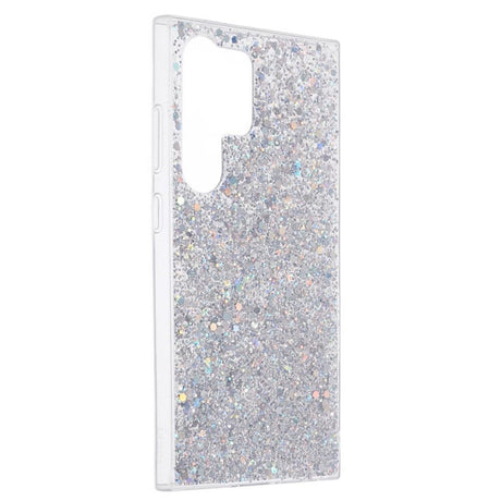 Samsung Galaxy S24 Ultra Glitter Bagside Cover - Sølv