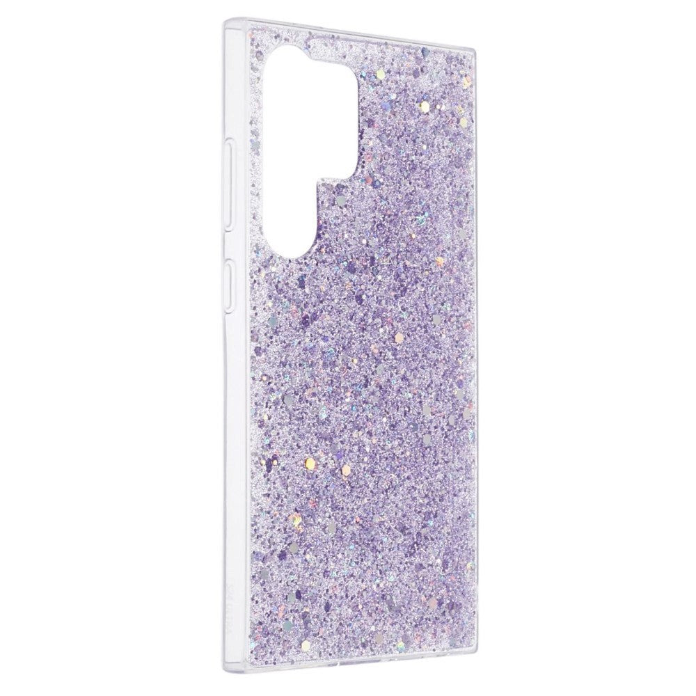 Samsung Galaxy S24 Ultra Glitter Bagside Cover - Lilla