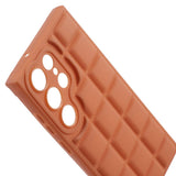 Samsung Galaxy S24 Ultra Fleksibelt Plastik Bagside Cover m. Jakke Tekstur - Brun