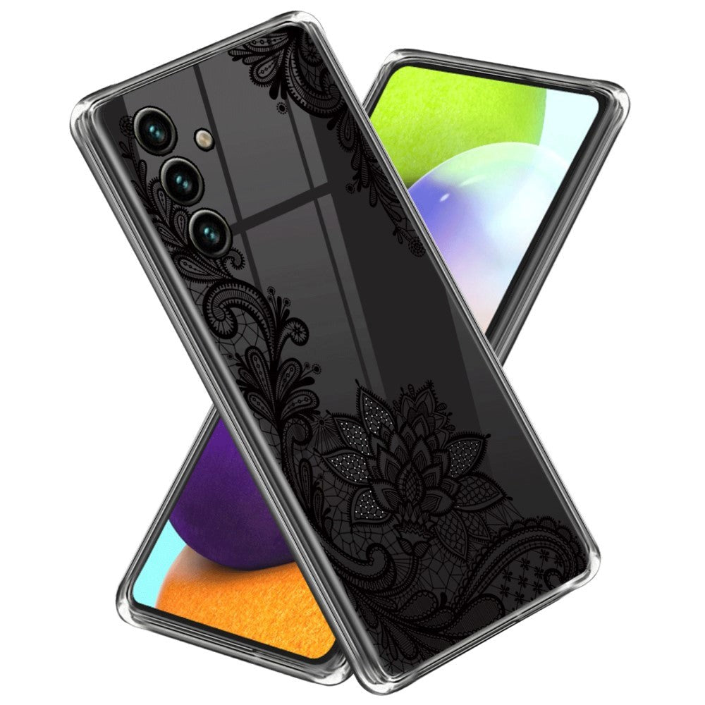 Samsung Galaxy A55 (5G) Fleksibel Plastik Bagside Cover - Gennemsigtig / Blomster