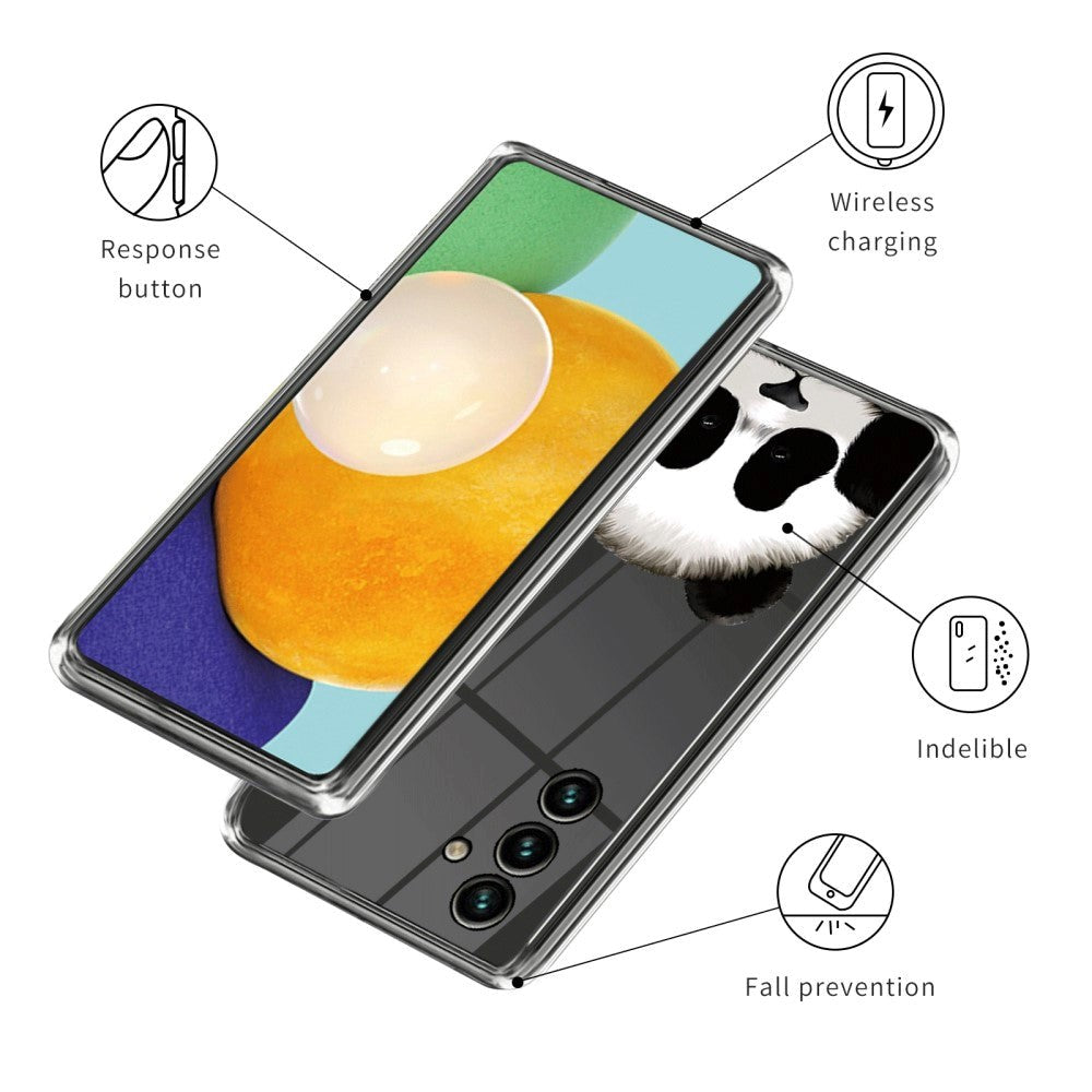 Samsung Galaxy A55 Fleksibel Plastik Bagside Cover - Gennemsigtig / Panda