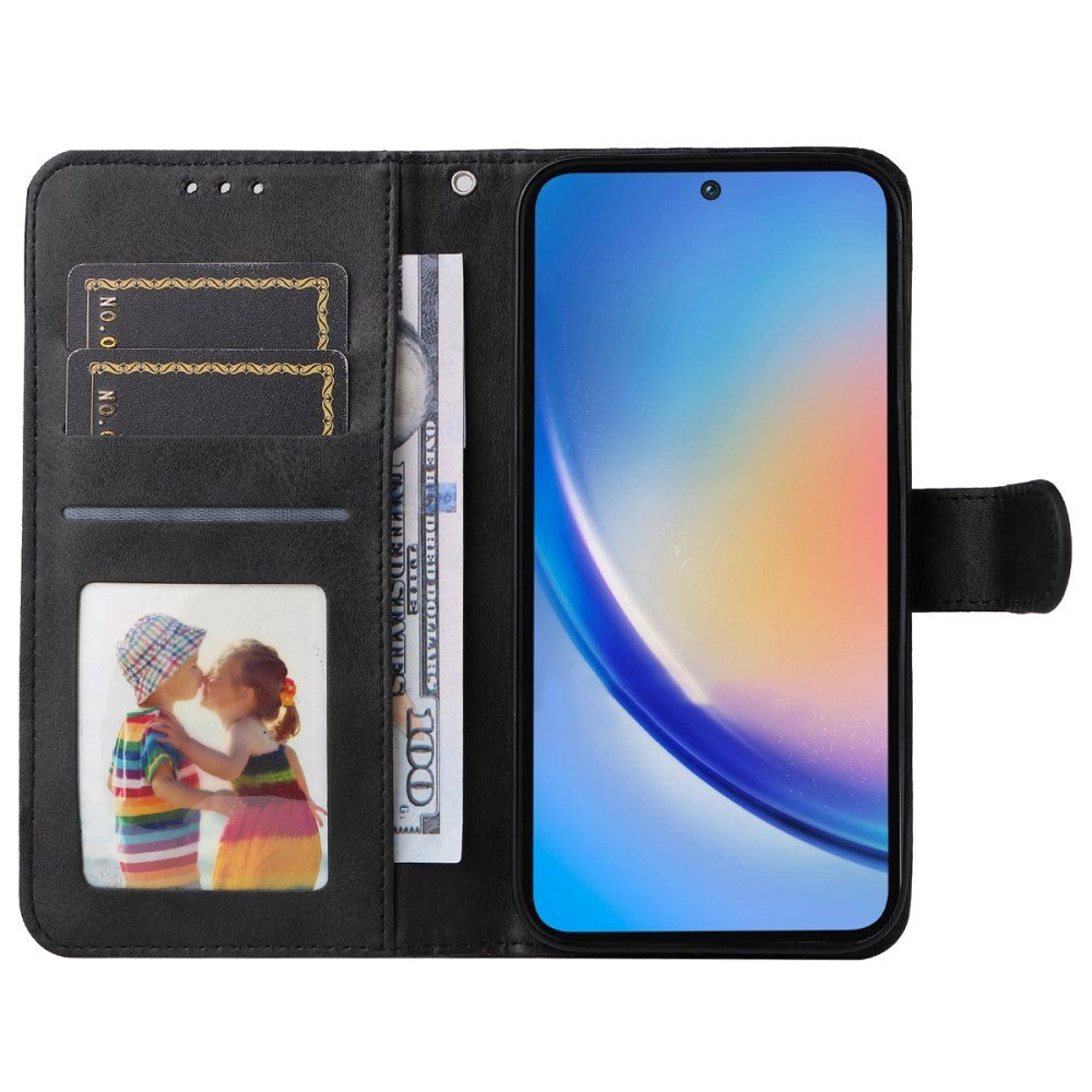 Samsung Galaxy A35 (5G) Kunstlæder Flip Cover m. Pung og Strop - Sort