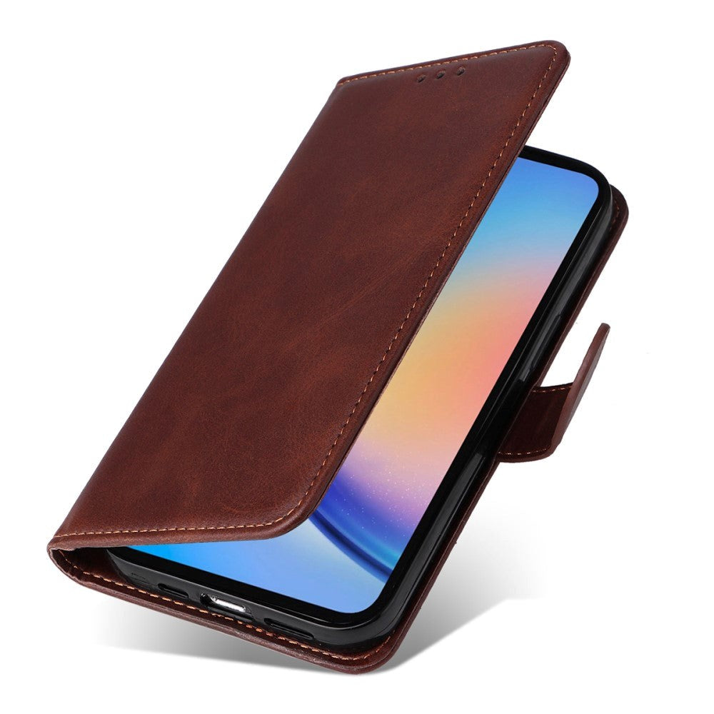 Samsung Galaxy A35 (5G) Kunstlæder Flip Cover m. Pung og Strop - Brun