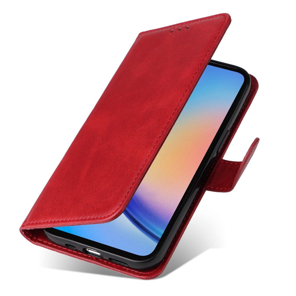 Samsung Galaxy A35 (5G) Kunstlæder Flip Cover m. Pung og Strop - Rød