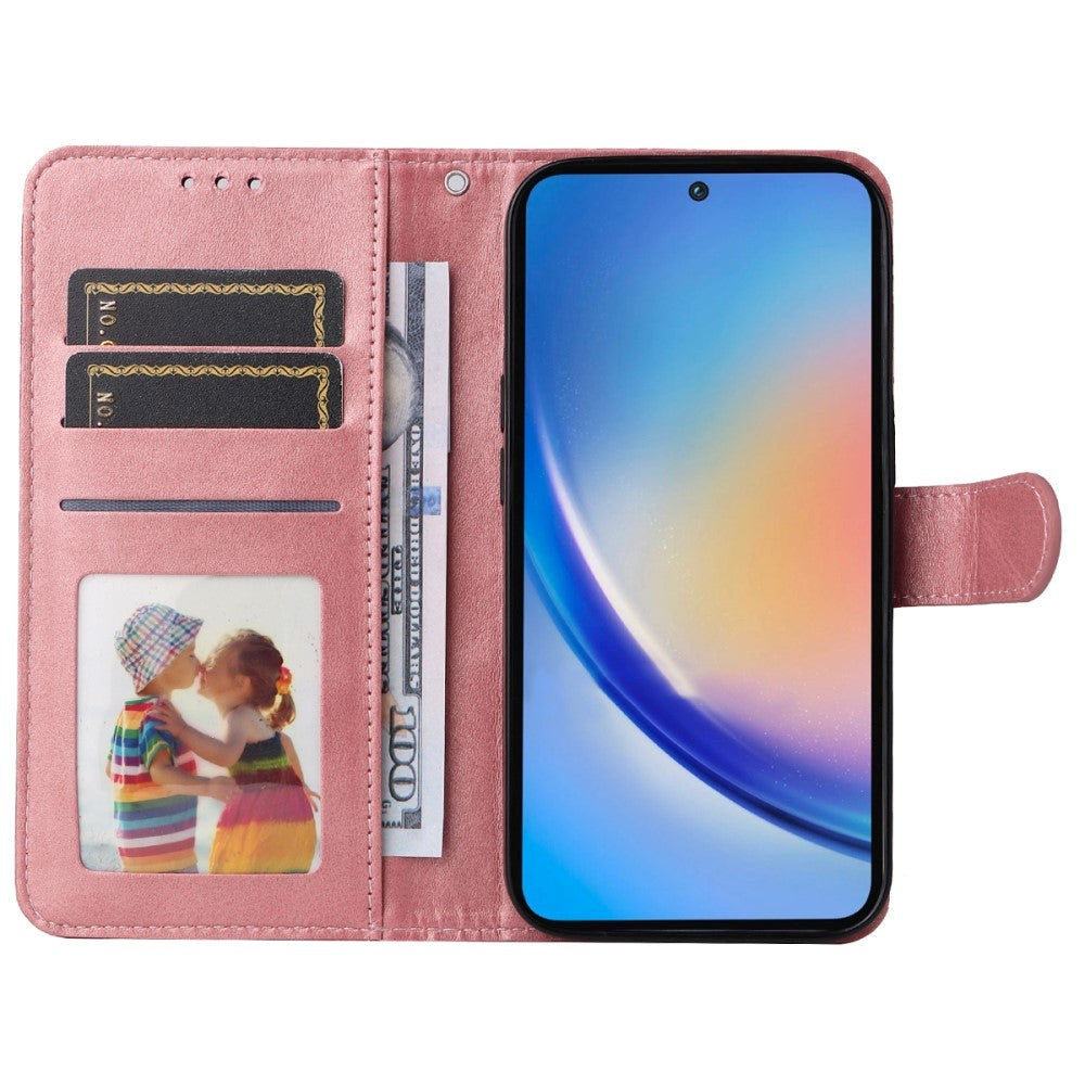 Samsung Galaxy A35 (5G) Kunstlæder Flip Cover m. Pung og Strop - Pink