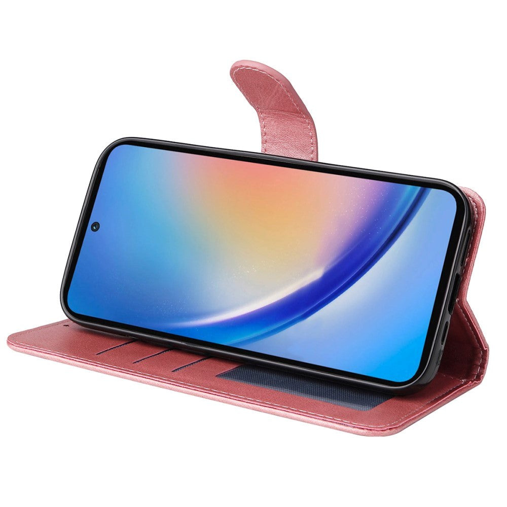 Samsung Galaxy A35 (5G) Kunstlæder Flip Cover m. Pung og Strop - Pink