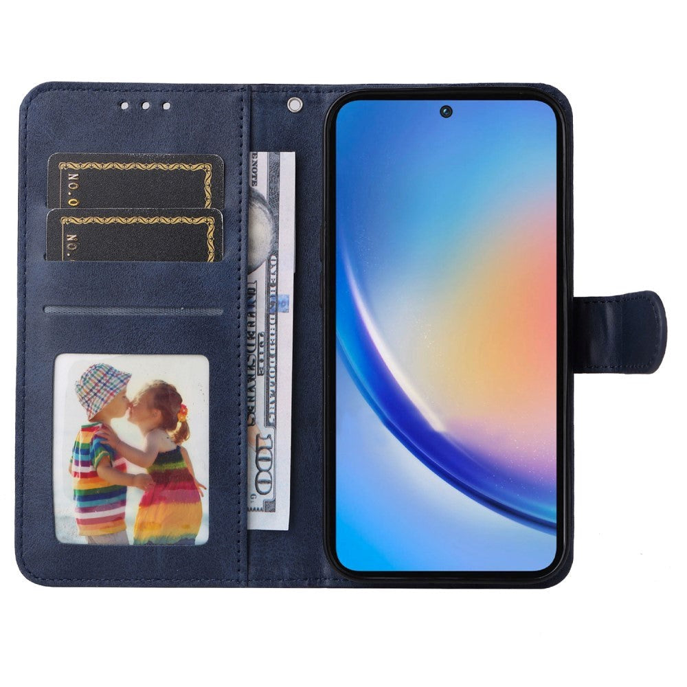 Samsung Galaxy A35 (5G) Kunstlæder Flip Cover m. Pung og Strop - Blå