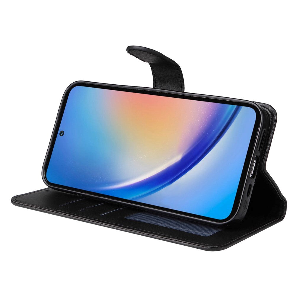 Samsung Galaxy A35 (5G) Kunstlæder Flip Cover m. Pung og Strop - Blå