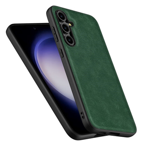 Samsung Galaxy A55 Læderbelagt Plastik Bagside Cover - Grøn