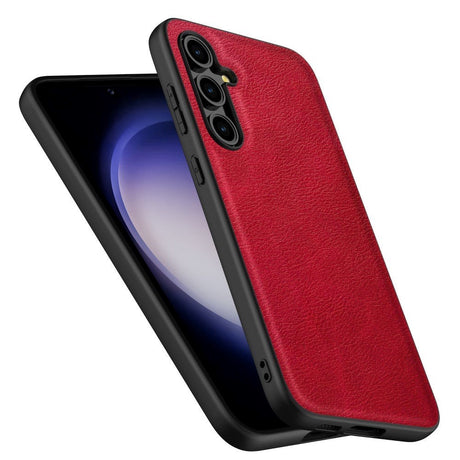 Samsung Galaxy A55 Læderbelagt Plastik Bagside Cover - Rød