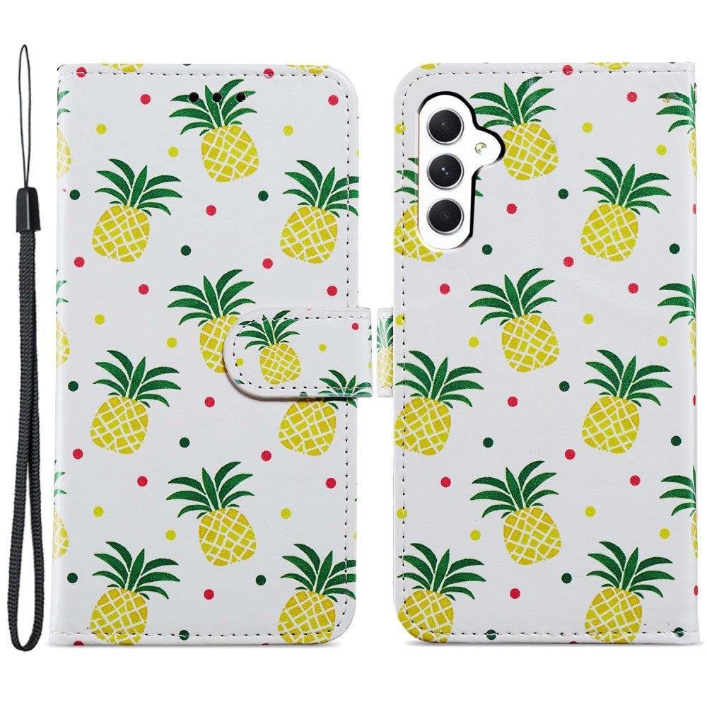 Samsung Galaxy A35 (5G) Læder Flip Cover m. Pung og Strop - Ananas