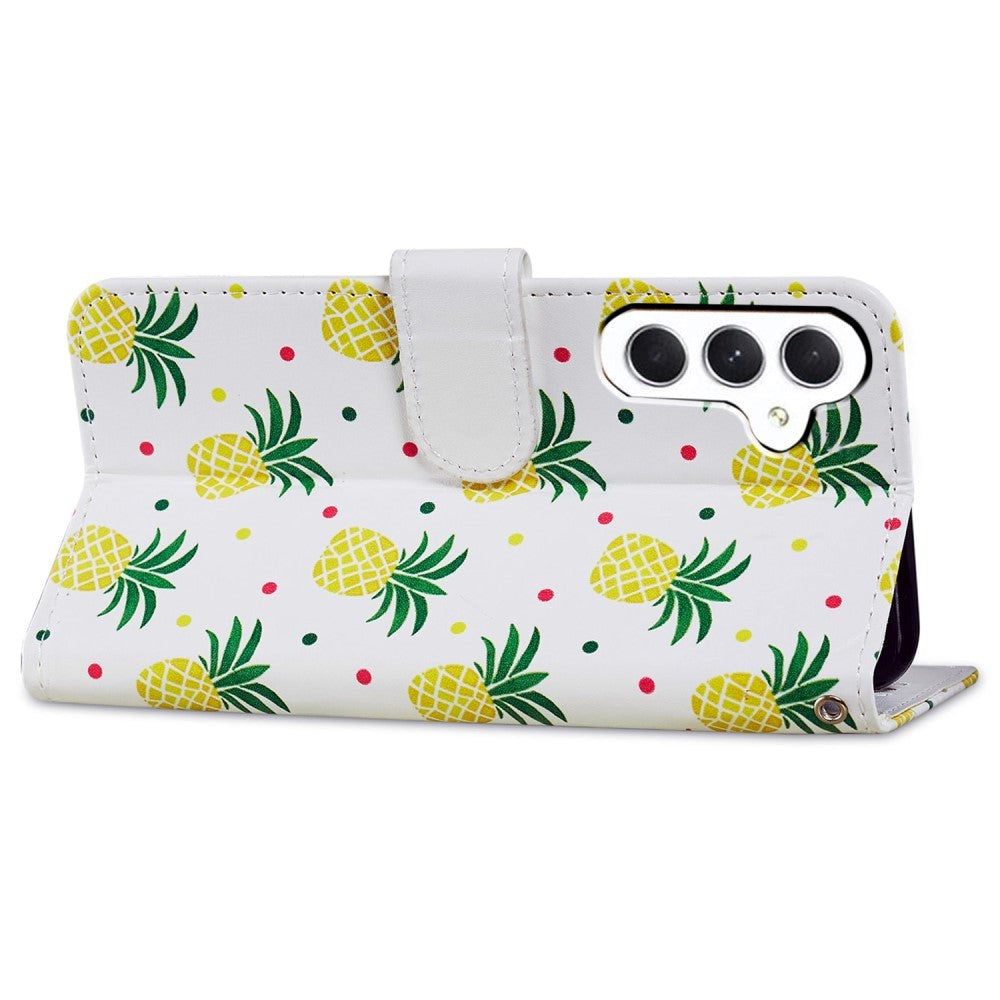 Samsung Galaxy A35 (5G) Læder Flip Cover m. Pung og Strop - Ananas