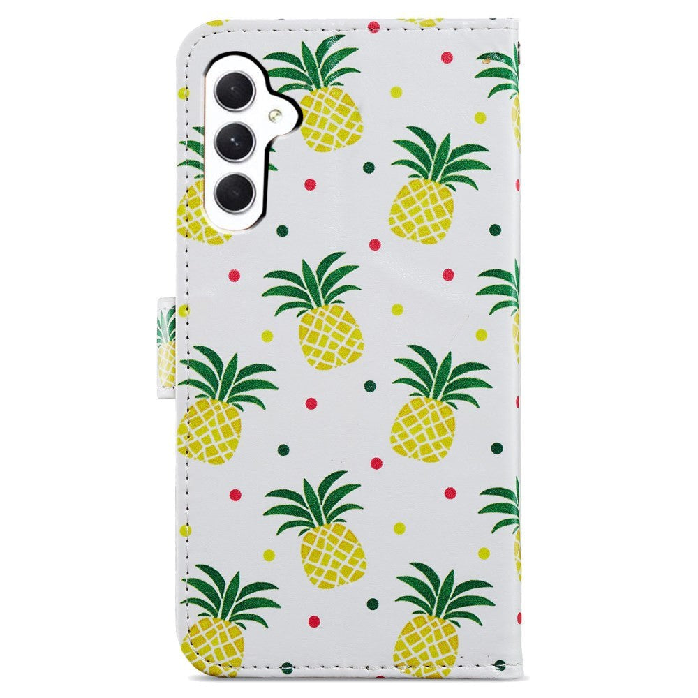 Samsung Galaxy A35 (5G) Læder Flip Cover m. Pung og Strop - Ananas