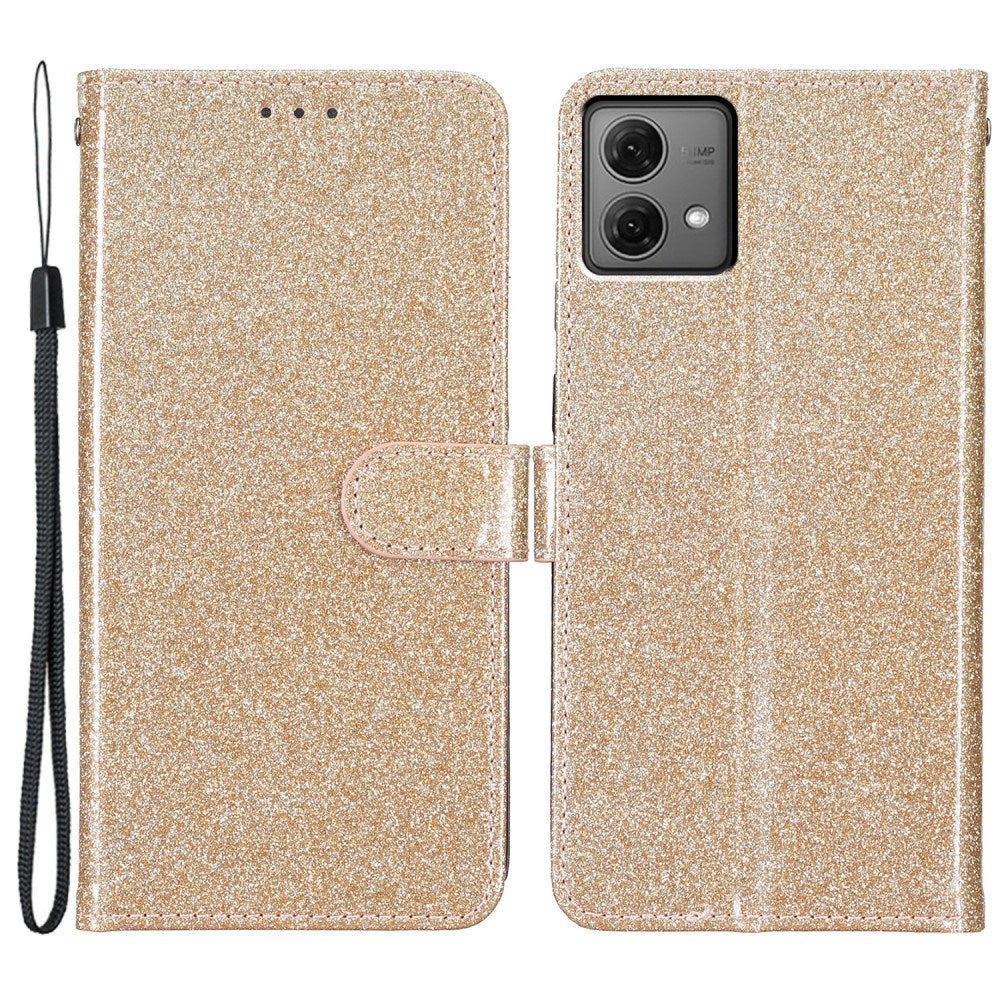 EIDERWOOD Motorola Moto G84 Læder Flip Cover m. Pung & Strop - Glimmer - Guld