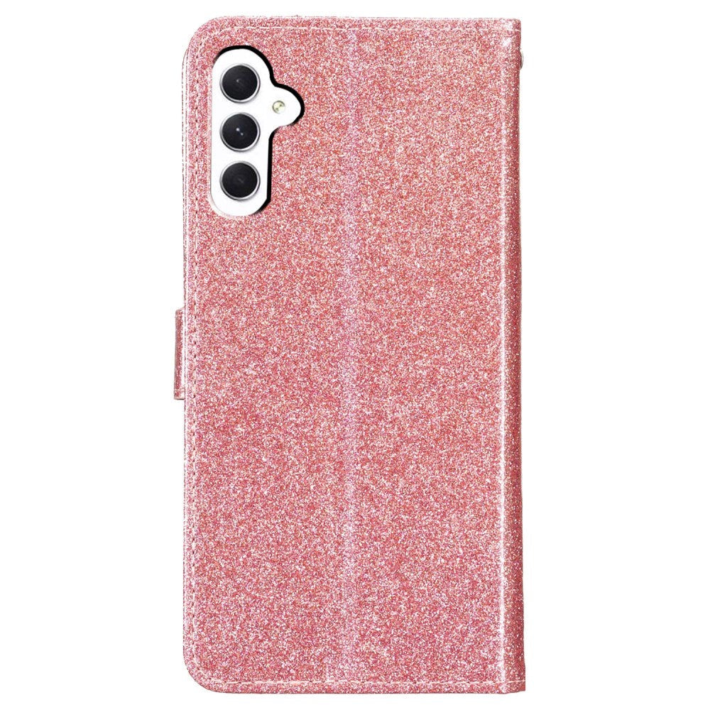 Samsung Galaxy A55 (5G) Læder Flip Cover m. Pung & Strop - Glimmer - Rose Gold