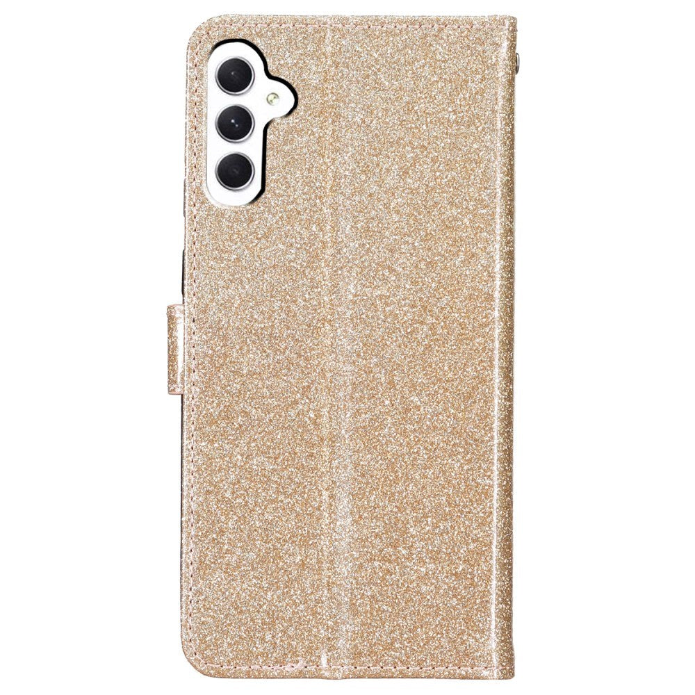 Samsung Galaxy A35 (5G) Læder Flip Cover m. Pung & Strop - Glimmer - Guld