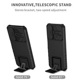 Samsung Galaxy A15 (5G) / A15 Håndværker Bagside Cover m. Kickstand & Cam Slider - Sort