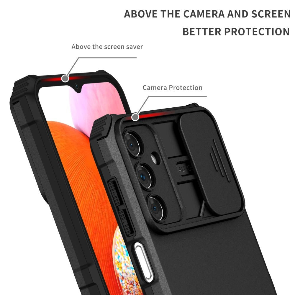 Samsung Galaxy A15 (5G) / A15 Håndværker Bagside Cover m. Kickstand & Cam Slider - Sort