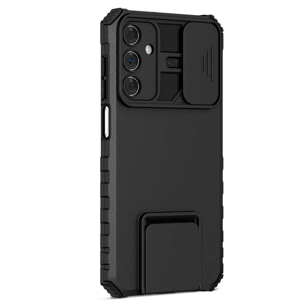 Samsung Galaxy A15 (5G) / A15 Håndværker Bagside Cover m. Kickstand & Cam Slider - Sort