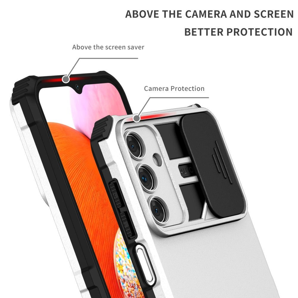 Samsung Galaxy A15 (5G) / A15 Håndværker Bagside Cover m. Kickstand & Cam Slider - Hvid