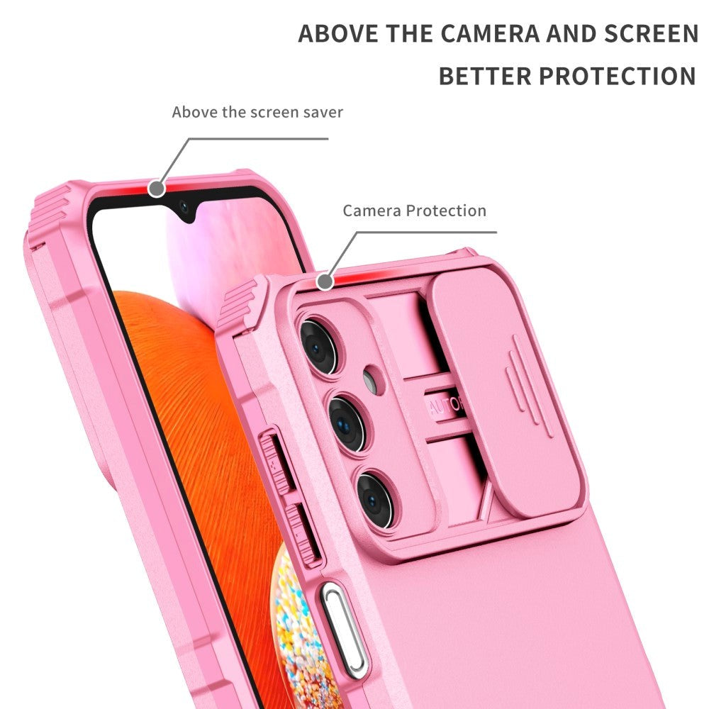 Samsung Galaxy A15 (5G) / A15 Håndværker Bagside Cover m. Kickstand & Cam Slider - Lyserød