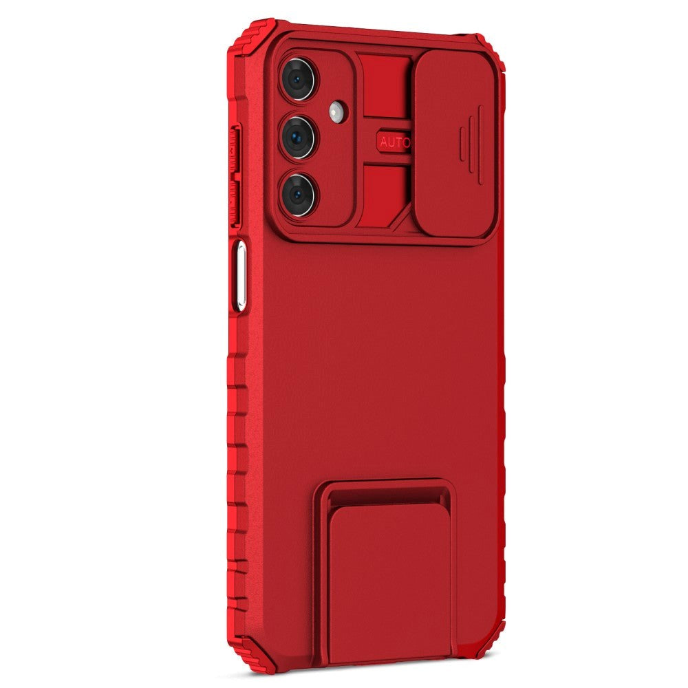 Samsung Galaxy A15 (5G) / A15 Håndværker Bagside Cover m. Kickstand & Cam Slider - Rød