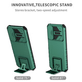 Samsung Galaxy A15 (5G) / A15 Håndværker Bagside Cover m. Kickstand & Cam Slider - Mørkegrøn