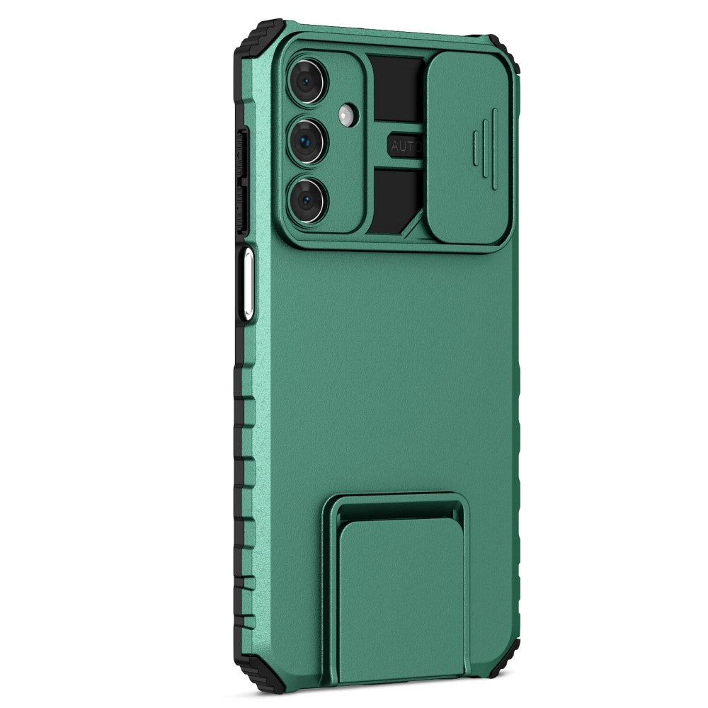 Samsung Galaxy A15 (5G) / A15 Håndværker Bagside Cover m. Kickstand & Cam Slider - Mørkegrøn