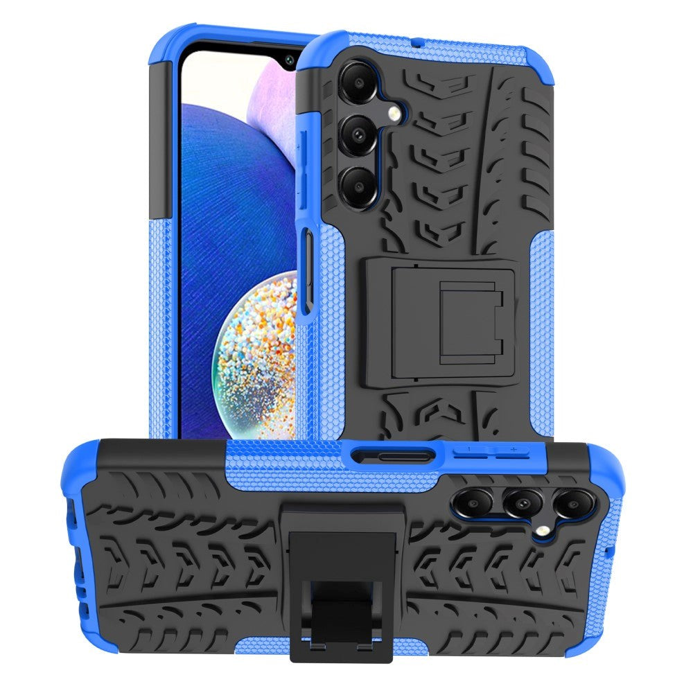 Samsung Galaxy A15 (5G) / A15 Cool Tyre Håndværker Bagside Cover m. Stander - Sort / Blå