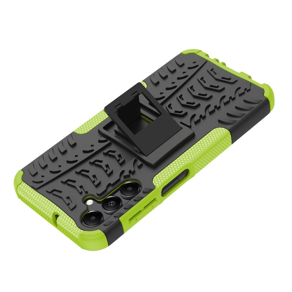 Samsung Galaxy A15 (5G) / A15 Cool Tyre Håndværker Bagside Cover m. Stander - Sort / Grøn