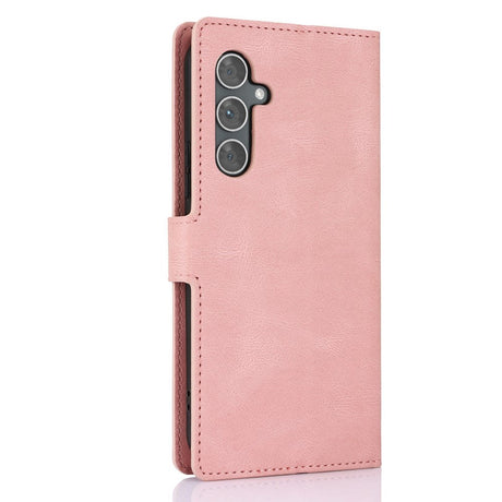 Samsung Galaxy A55 (5G) Læder Flip Cover m. Pung og Strop - Pink