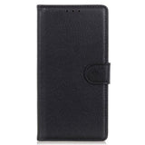 OnePlus 12 Litchi Læder Flip Cover m. Pung - Sort