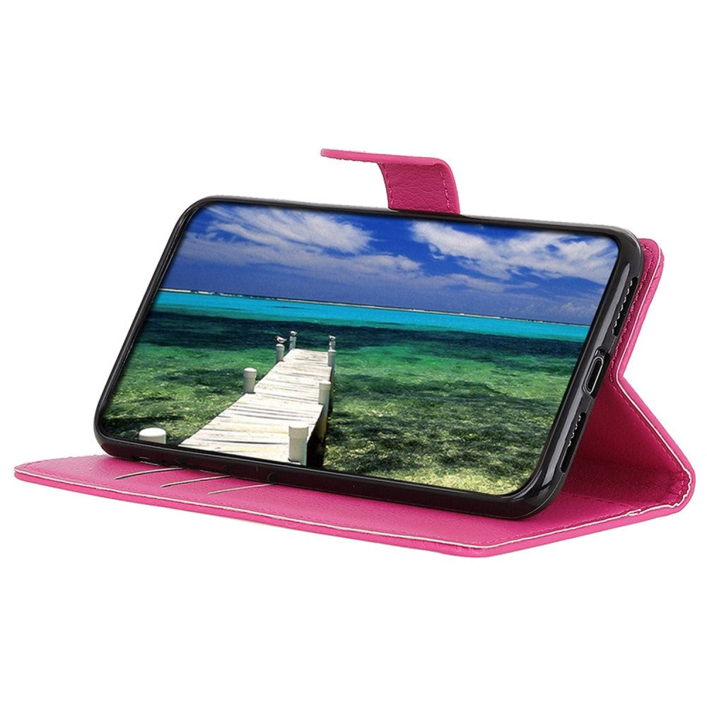 OnePlus 12 Litchi Læder Flip Cover m. Pung - Pink