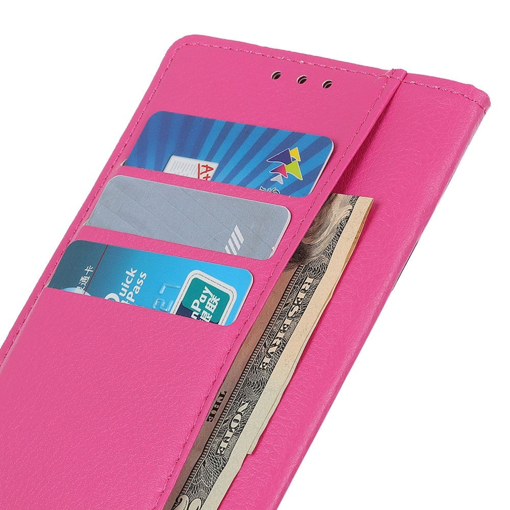 OnePlus 12 Litchi Læder Flip Cover m. Pung - Pink