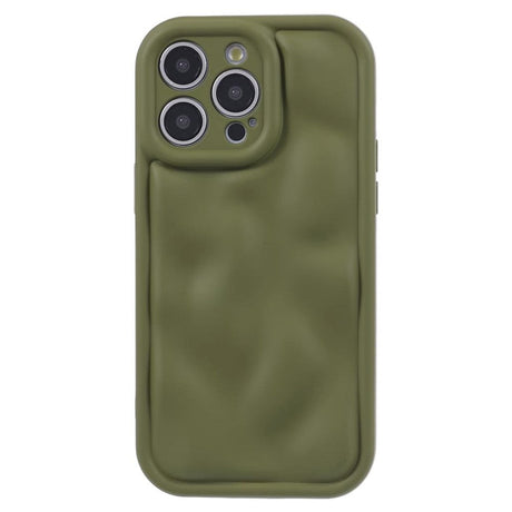 iPhone 15 Pro Fleksibelt Plastik Bagside Cover m. Bølget Udseende - Mat Grøn