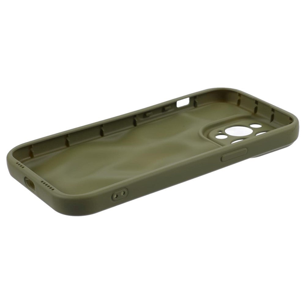 iPhone 15 Pro Fleksibelt Plastik Bagside Cover m. Bølget Udseende - Mat Grøn
