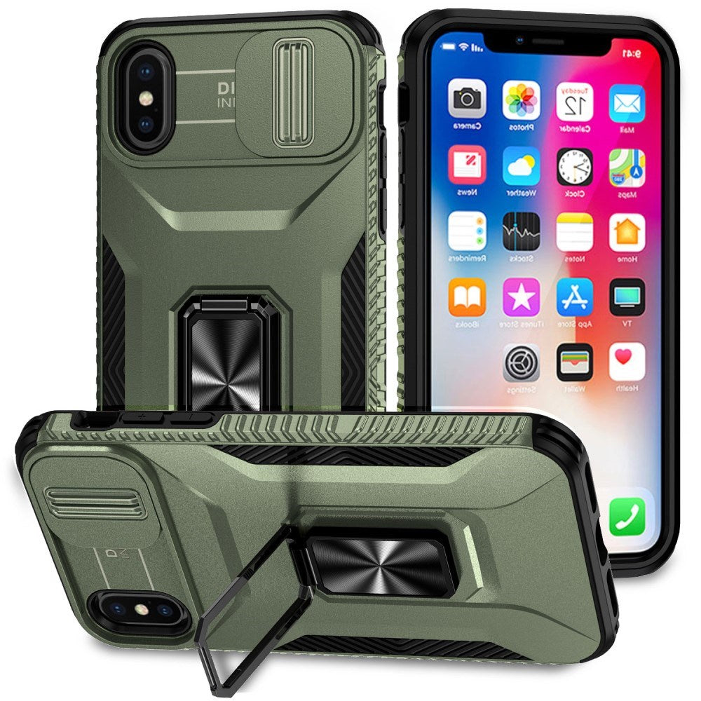 EIDERWOOD iPhone X / XS Håndværker Bagside Cover m. Magnetisk Kickstand & Cam Slider - Grøn