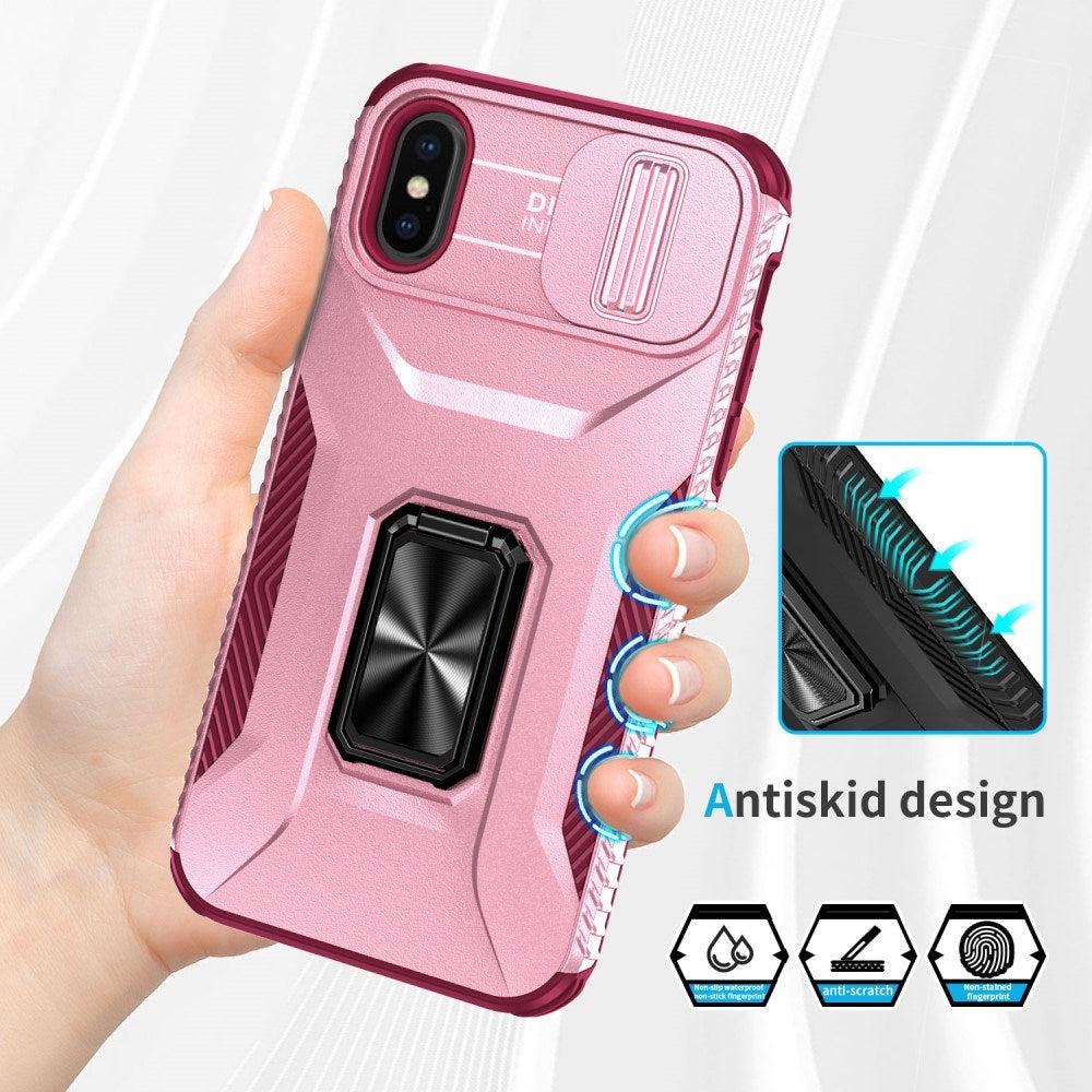 EIDERWOOD iPhone X / XS Håndværker Bagside Cover m. Magnetisk Kickstand & Cam Slider - Lyserød