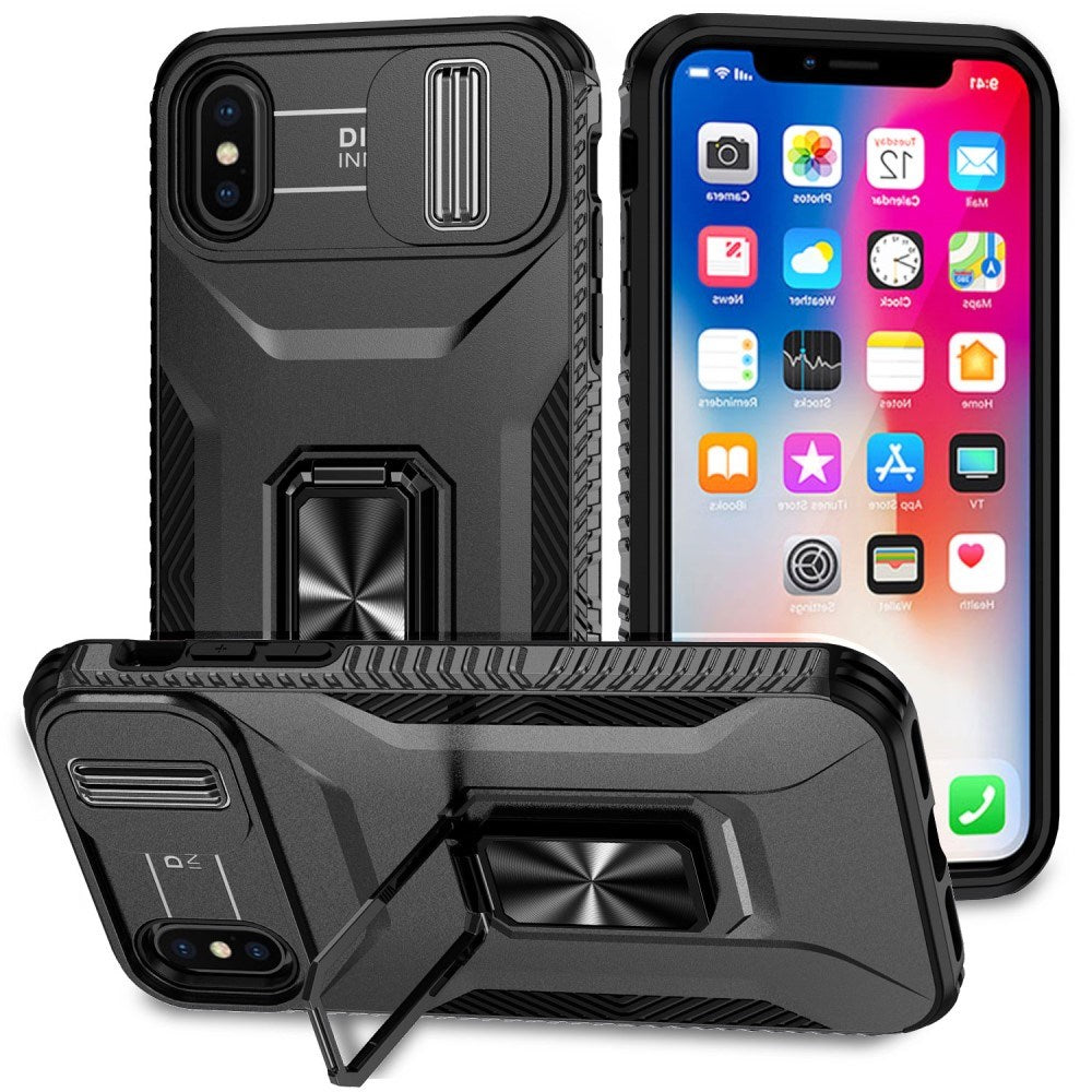 EIDERWOOD iPhone X / XS Håndværker Bagside Cover m. Magnetisk Kickstand & Cam Slider - Sort