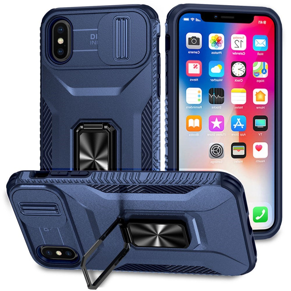 EIDERWOOD iPhone X / XS Håndværker Bagside Cover m. Magnetisk Kickstand & Cam Slider - Blå