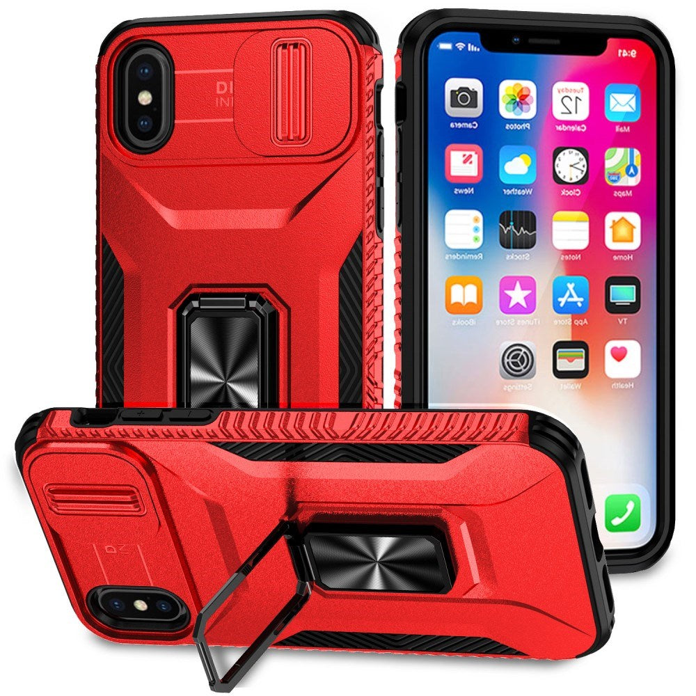 EIDERWOOD iPhone XS Max Håndværker Bagside Cover m. Magnetisk Kickstand & Cam Slider - Rød