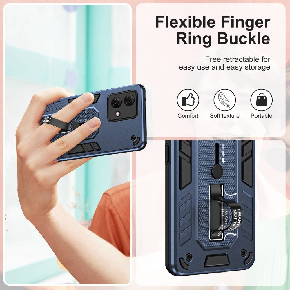 EIDERWOOD Motorola Moto G84 Håndværker Bagside Cover m. Fingerring & Kickstand - Blå