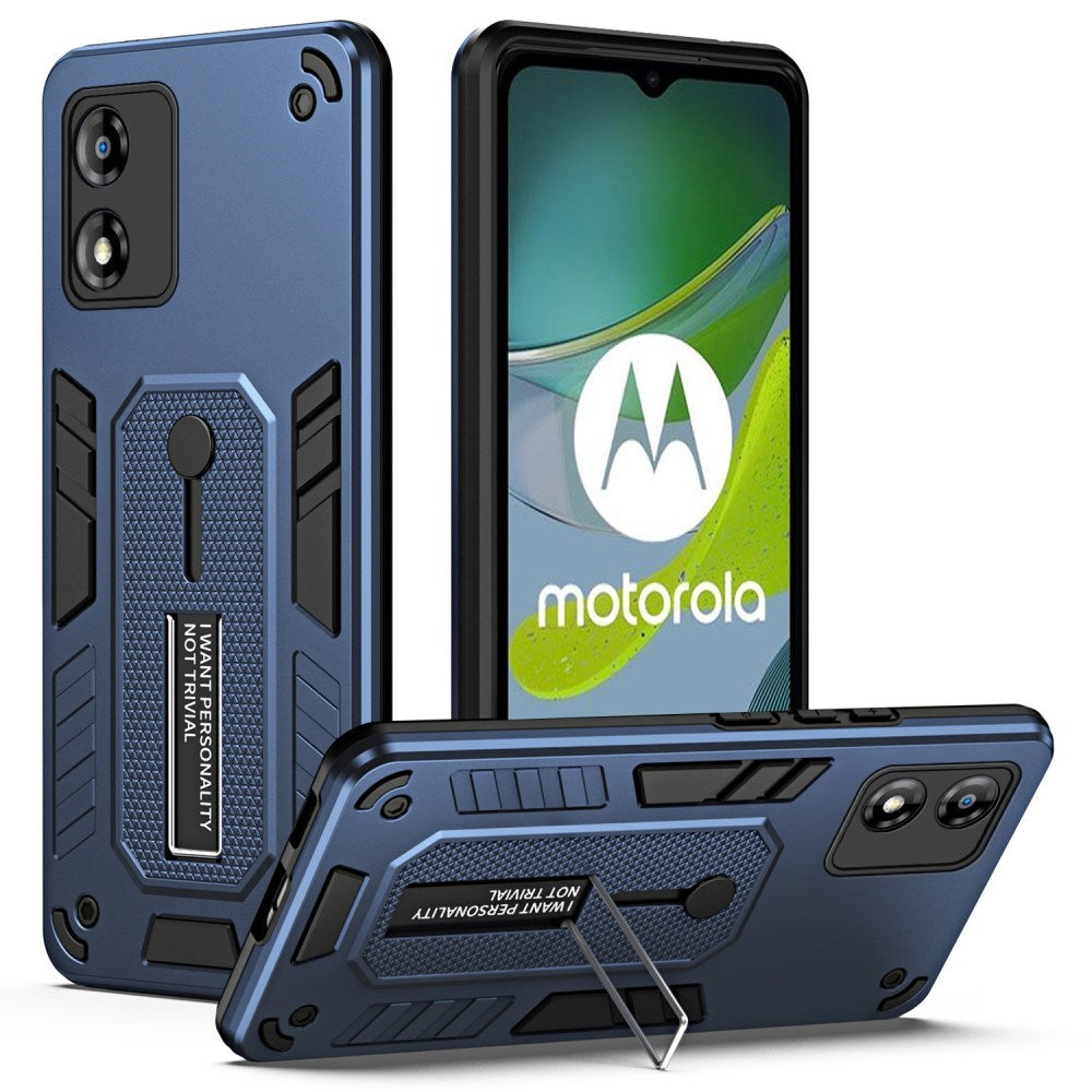 EIDERWOOD Motorola Moto E13 Håndværker Bagside Cover m. Fingerring & Kickstand - Blå