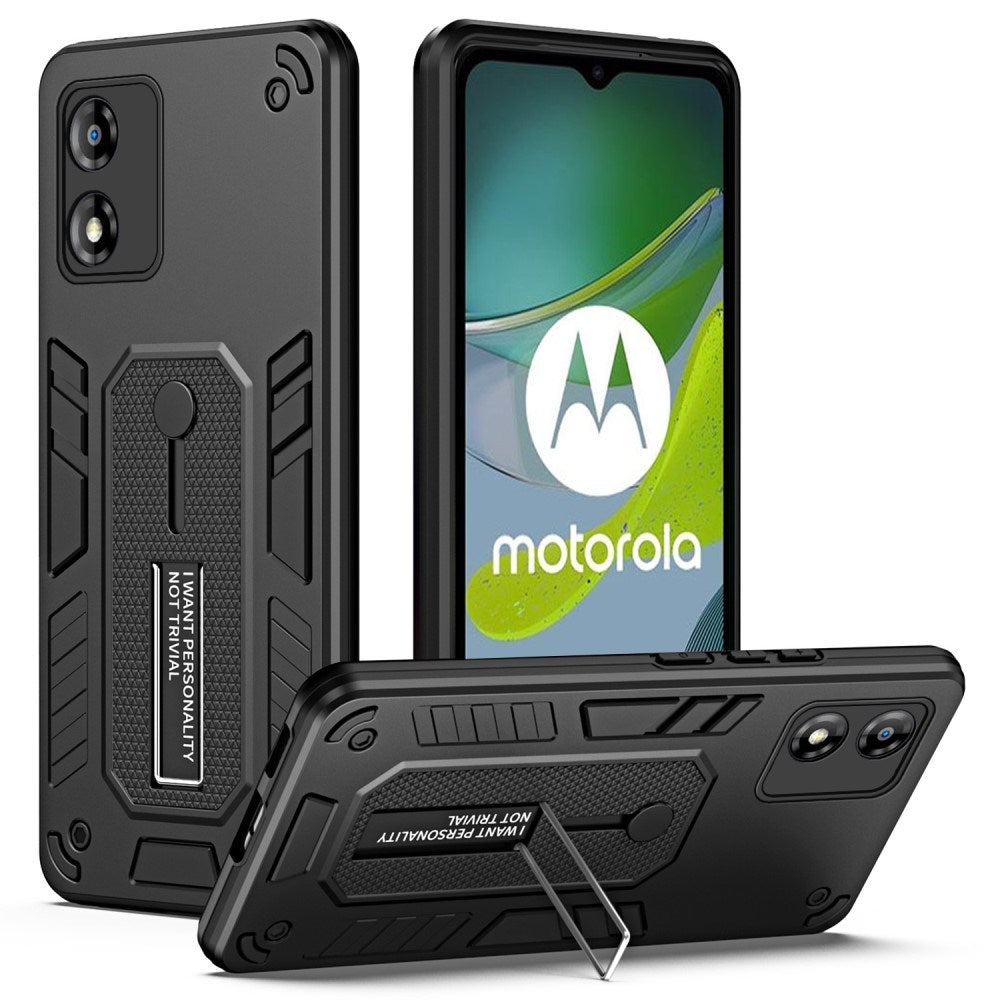 EIDERWOOD Motorola Moto E13 Håndværker Bagside Cover m. Fingerring & Kickstand - Sort