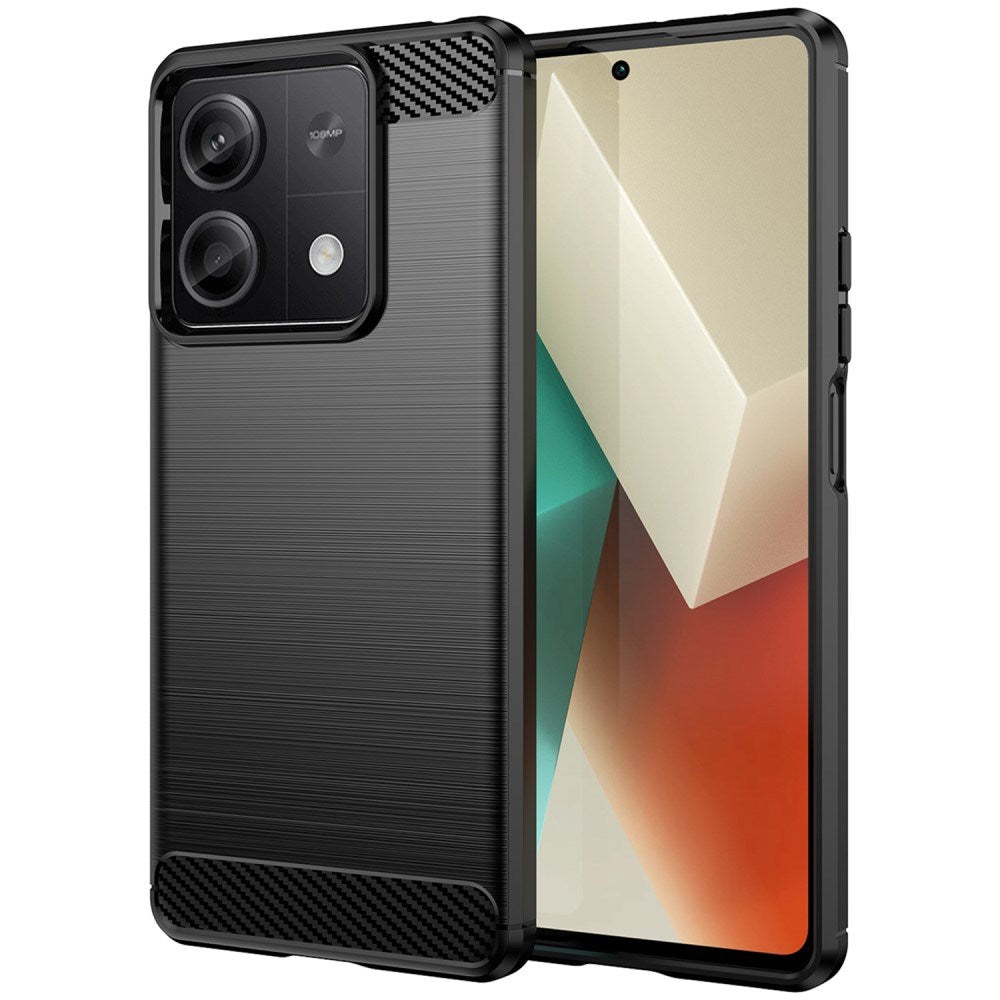 Xiaomi Redmi Note 13 (5G) Brushed Carbon Bagside Cover - Sort