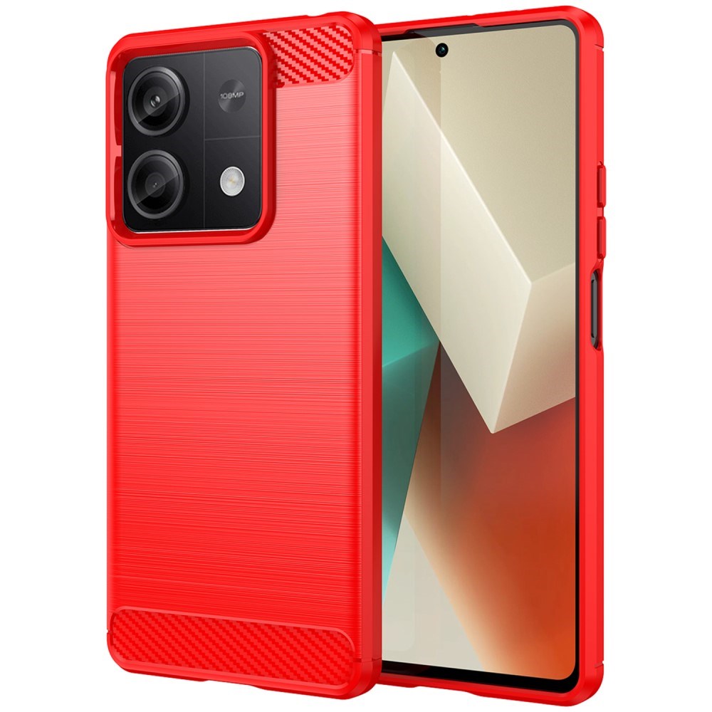 Xiaomi Redmi Note 13 (5G) Brushed Carbon Bagside Cover - Rød