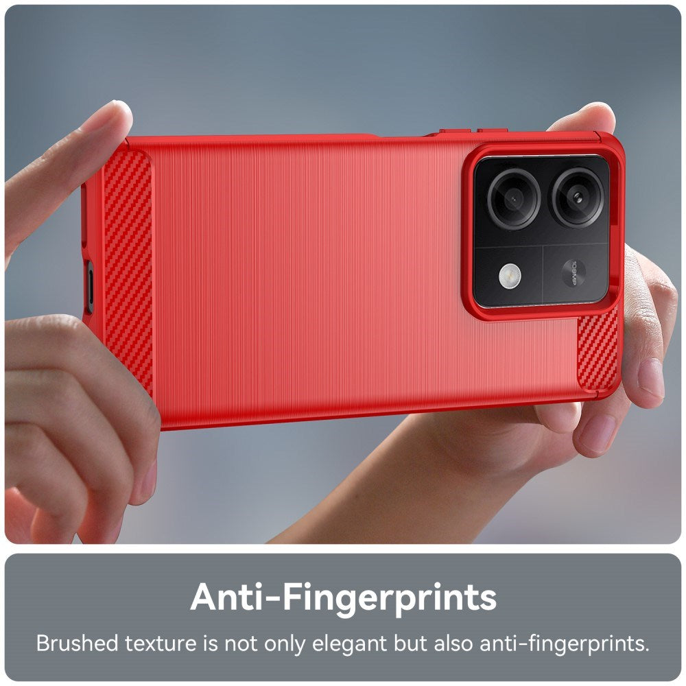 Xiaomi Redmi Note 13 (5G) Brushed Carbon Bagside Cover - Rød